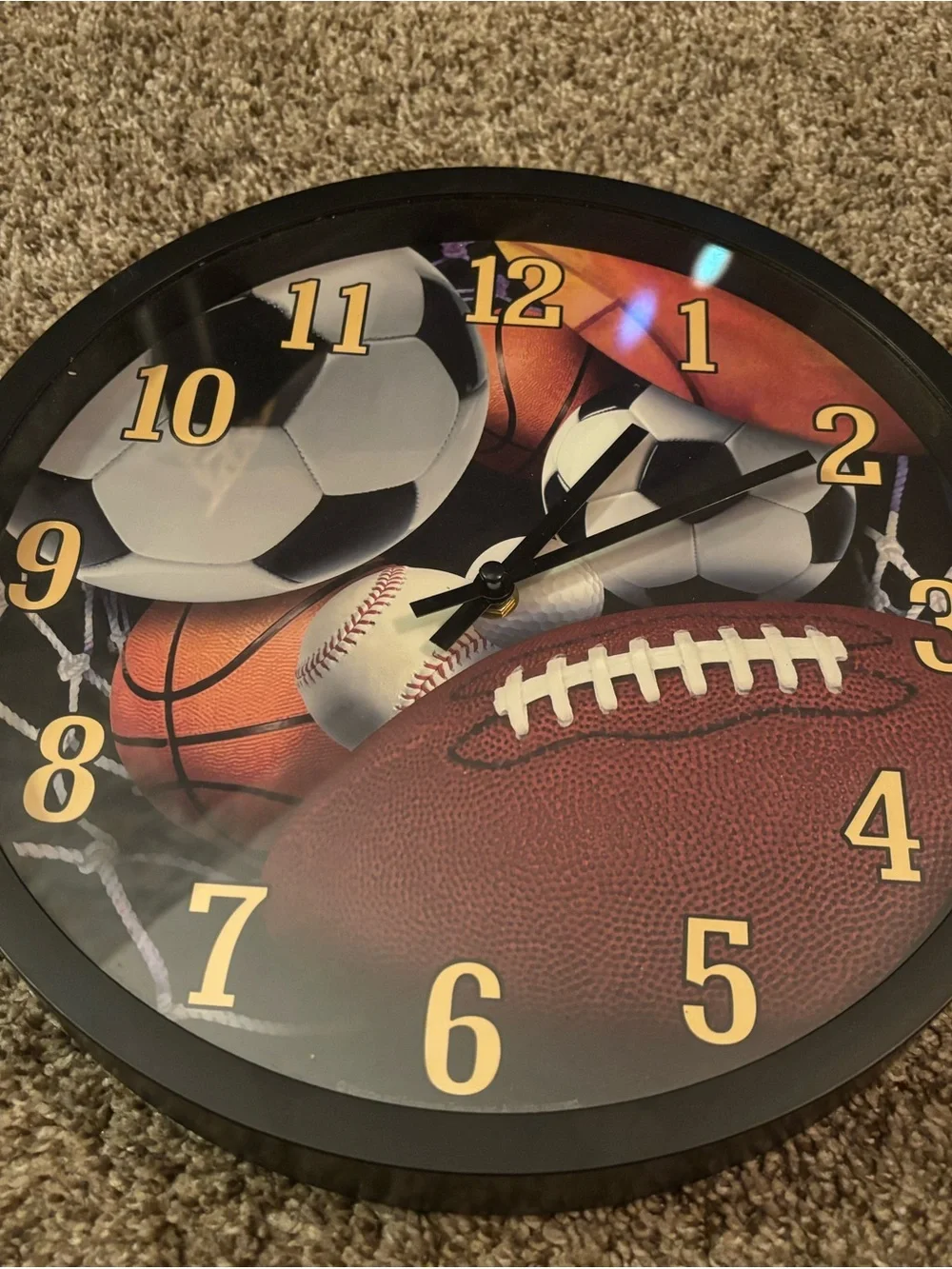 Hobby Lobby Sports Wall Clock in Black, Brown and Gold